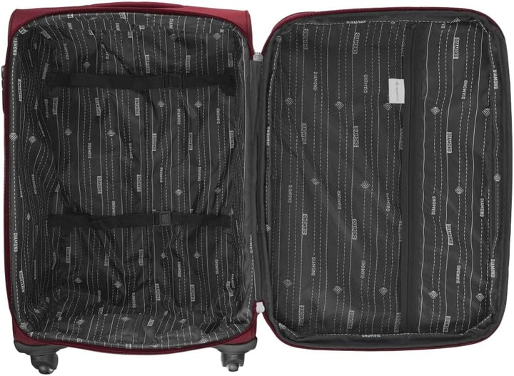 DIAMOND Mittelgrosser Weichschalenkoffer M 24" – Dunkelrot, Codura 1200D, 360° Rollen, Zahlenschloss