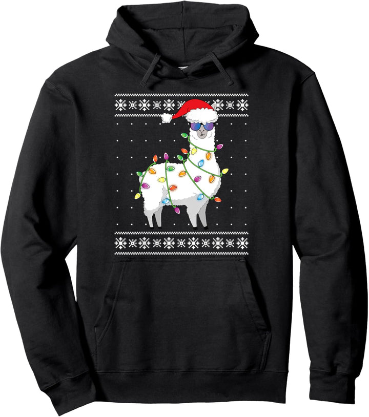Alpaka Santa Lights Weihnachten Lustiger hässlicher Weihnachtspullover Pullover Hoodie