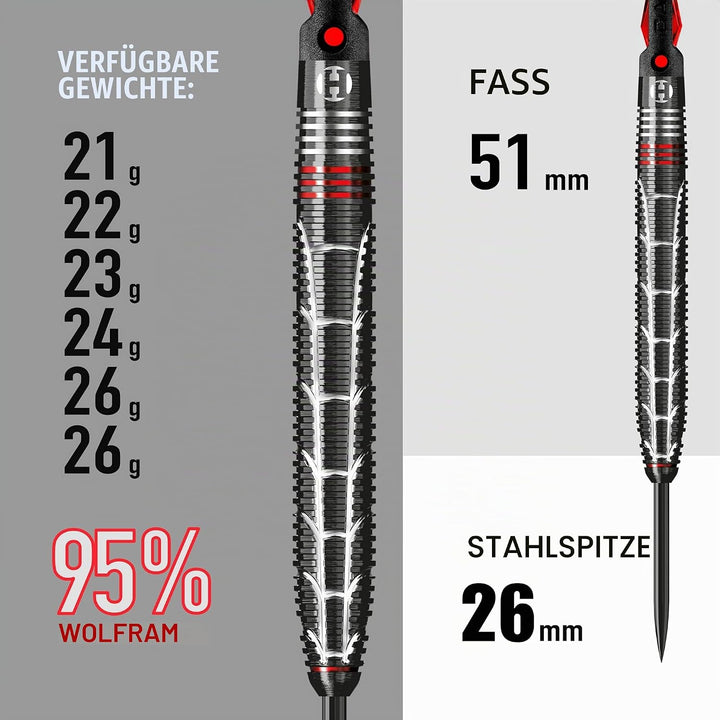Harrows Steel Darts Atrax 95% Tungsten Steeltip Dart Steeldart Hochwertiger Tungsten Dart Dartpfeile