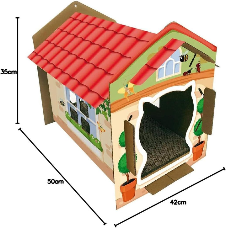 Croci Cassetta Villa Color - Kratzbaum für ausgewachsene Katzen, Kratzbaum aus Karton mit Zwinger, f