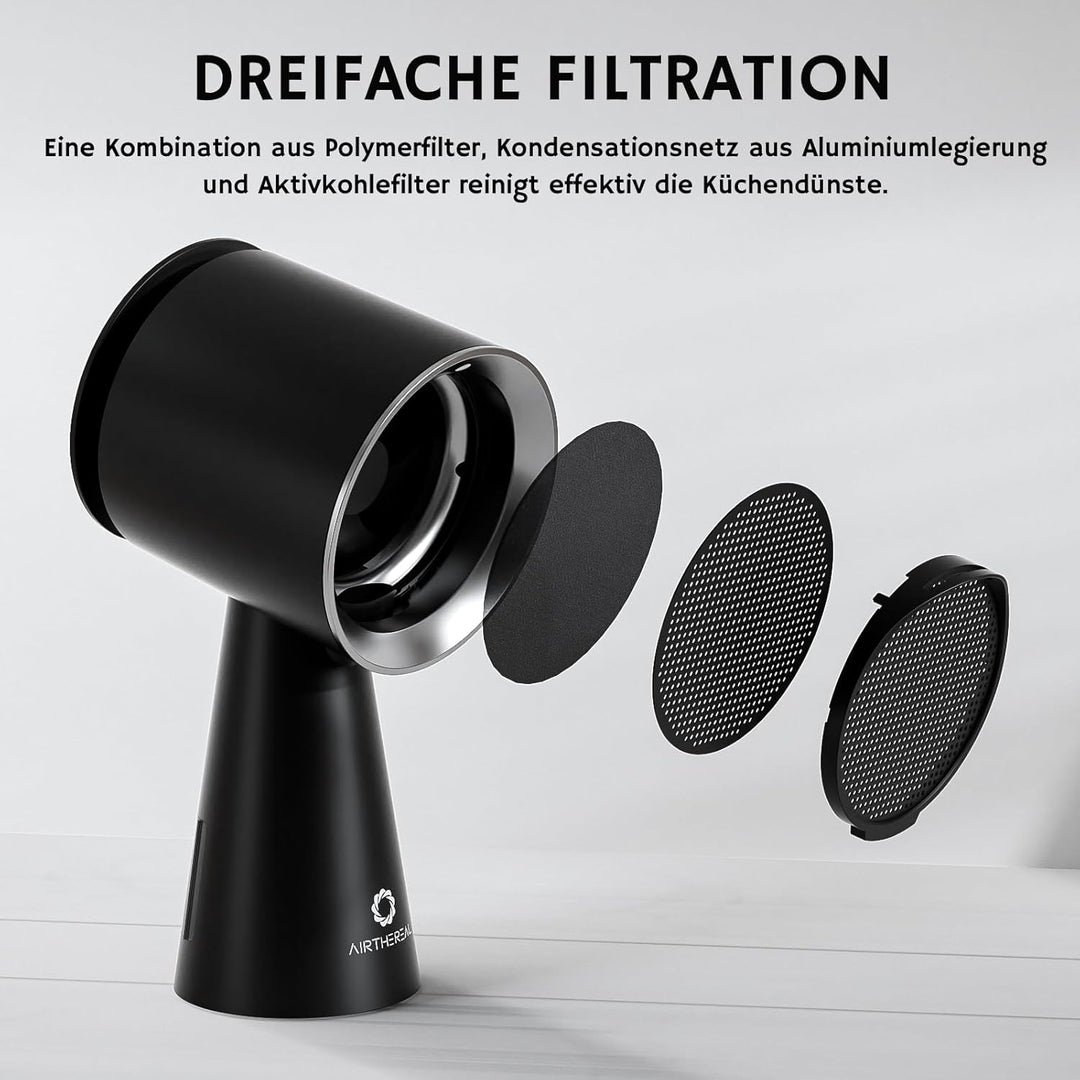 Airthereal Wiederaufladbare tragbare Dunstabzugshaube, Tisch-Dunstabzug mit Akku, 3 Lüftergeschwindi