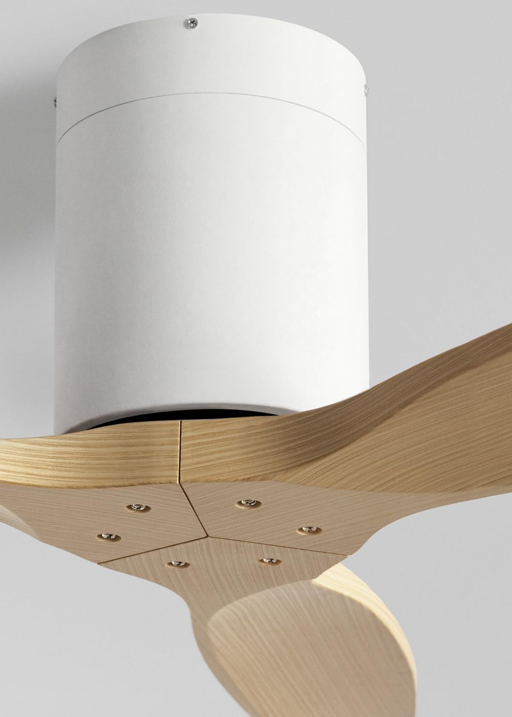 CREATE / WINDCALM S/Deckenventilator ABS Weiss Hellesholzflügel mit Fernbedienung und Wandschalter /