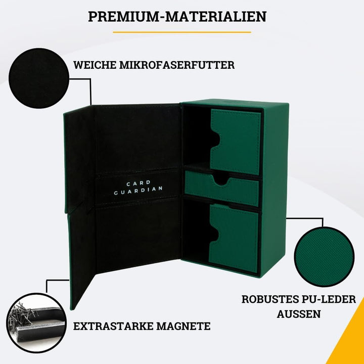Card Guardian - Premium Deck Sammelkarten Box für 200 Karten Sammelkartenspiele TCG (Grün), Grün