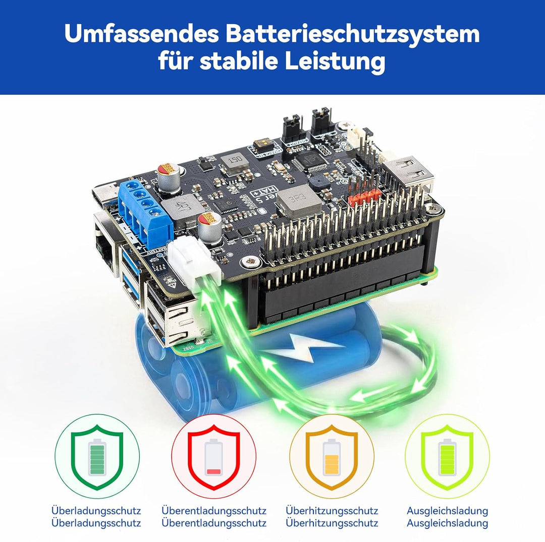 SunFounder Raspberry Pi 4 UPS Stromversorgung, Acrylgehäuse, Schutz des Raspberry Pi und der Daten,
