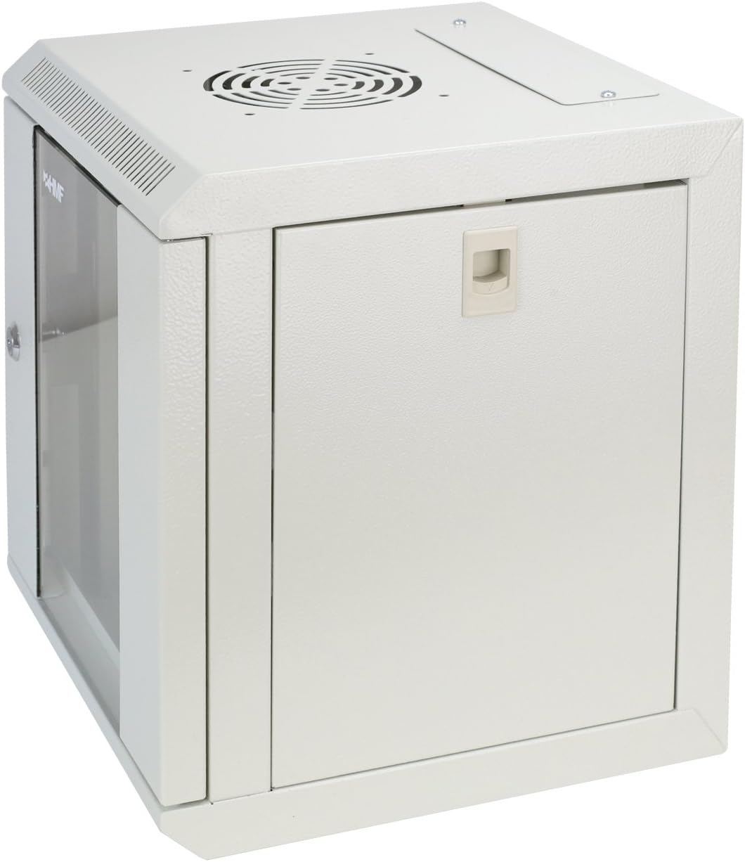 HMF 63306-07 Serverschrank 10 Zoll, 6 HE, Netzwerkschrank, Wandschrank, 10", 31,2 x 30 x 35 cm, Voll