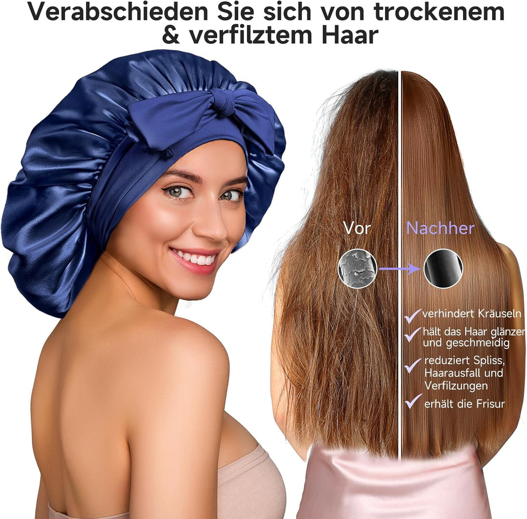 Umisleep 22 Momme Schlafmütze aus 100% Maulbeerseide, doppelseidige weiche Nachtmütze für lockiges H