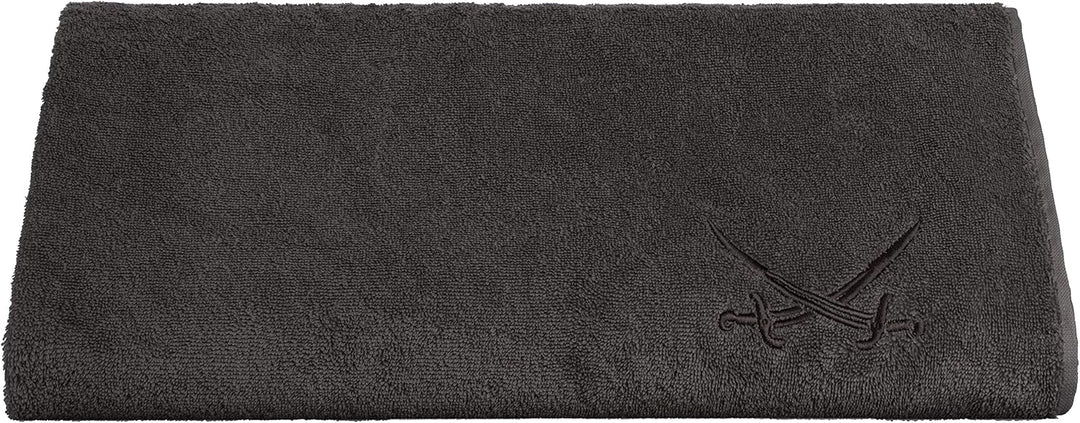 Sansibar Badetuch 90x180 cm 100% Baumwolle mit gesticktem Säbel Logo Strandtuch Saunatuch Anthrazit