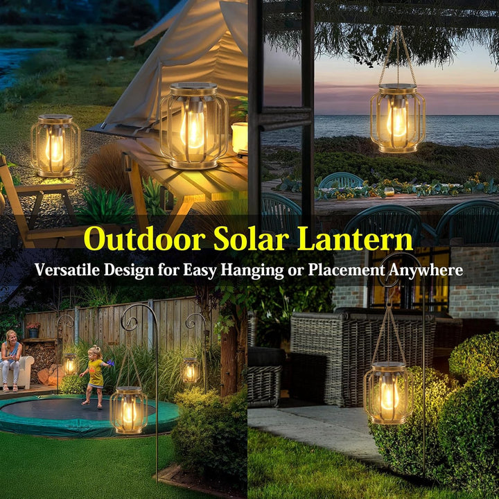 BUCASA Garten Solarlampen für Aussen Hängend, 2 Stück Solar Laternen für Draussen mit Grösser LED-Gl