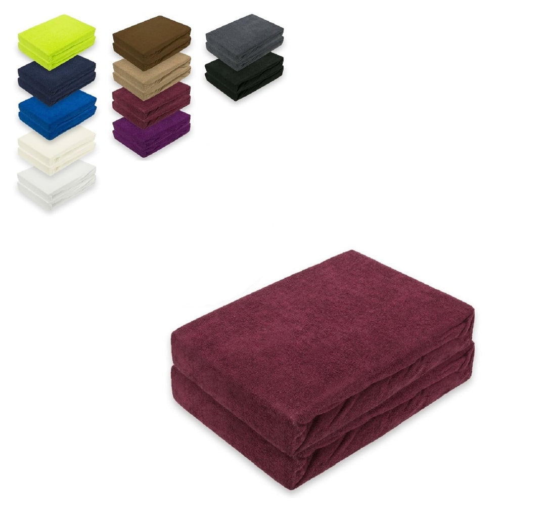 EXKLUSIV HEIMTEXTIL Frottee Spannbettlaken Doppelpack 60-70 x 140 cm Bordeaux Bordeaux 60 - 70 x 140