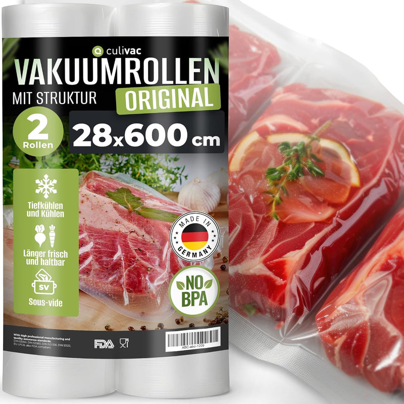 culivac 2 Folienrollen 28x600cm Vakuumrollen Original für Vakuumierer Vakuumiergerät Folienschweissg