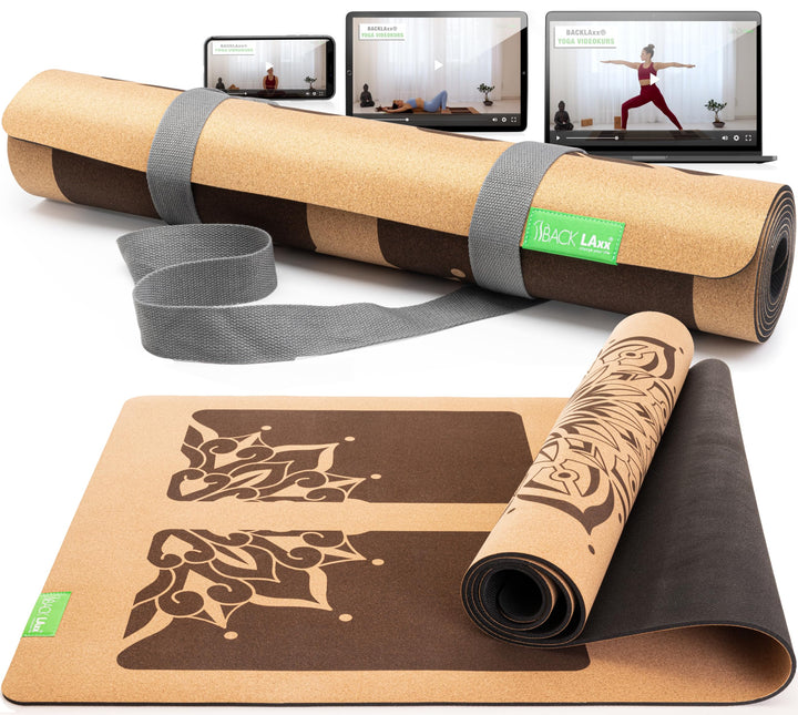 BACKLAXX ® Yogamatte Kork mit Naturkautschuk - FAZ Testsieger 02/2026 - Yoga Matte nachhaltig, schad