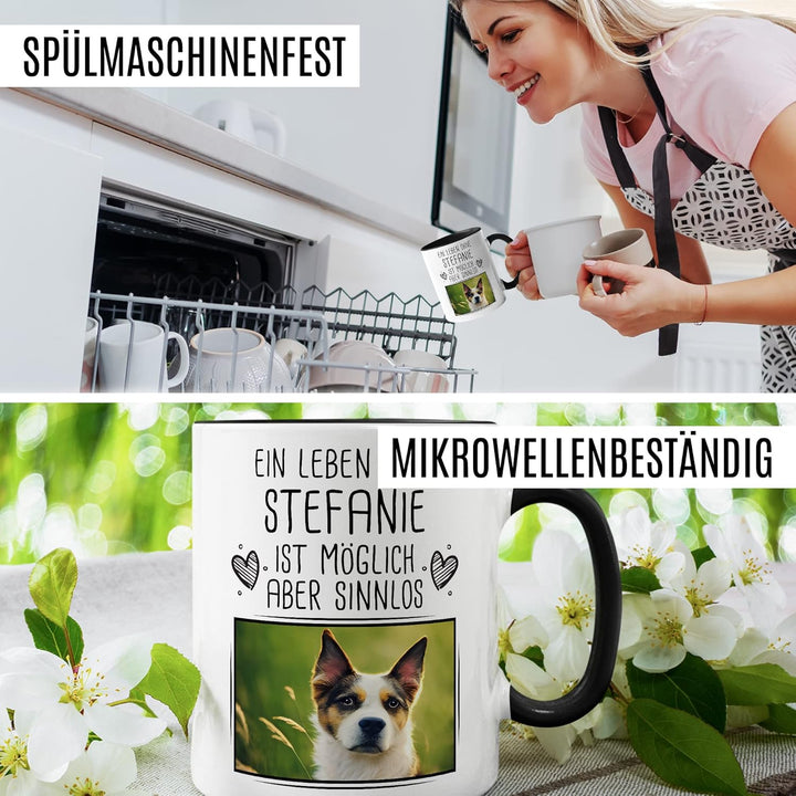 Haustier Tasse personalisiert mit Bild und Name custom Kaffeetasse Hund Katze Geschenk anpassbar Tie