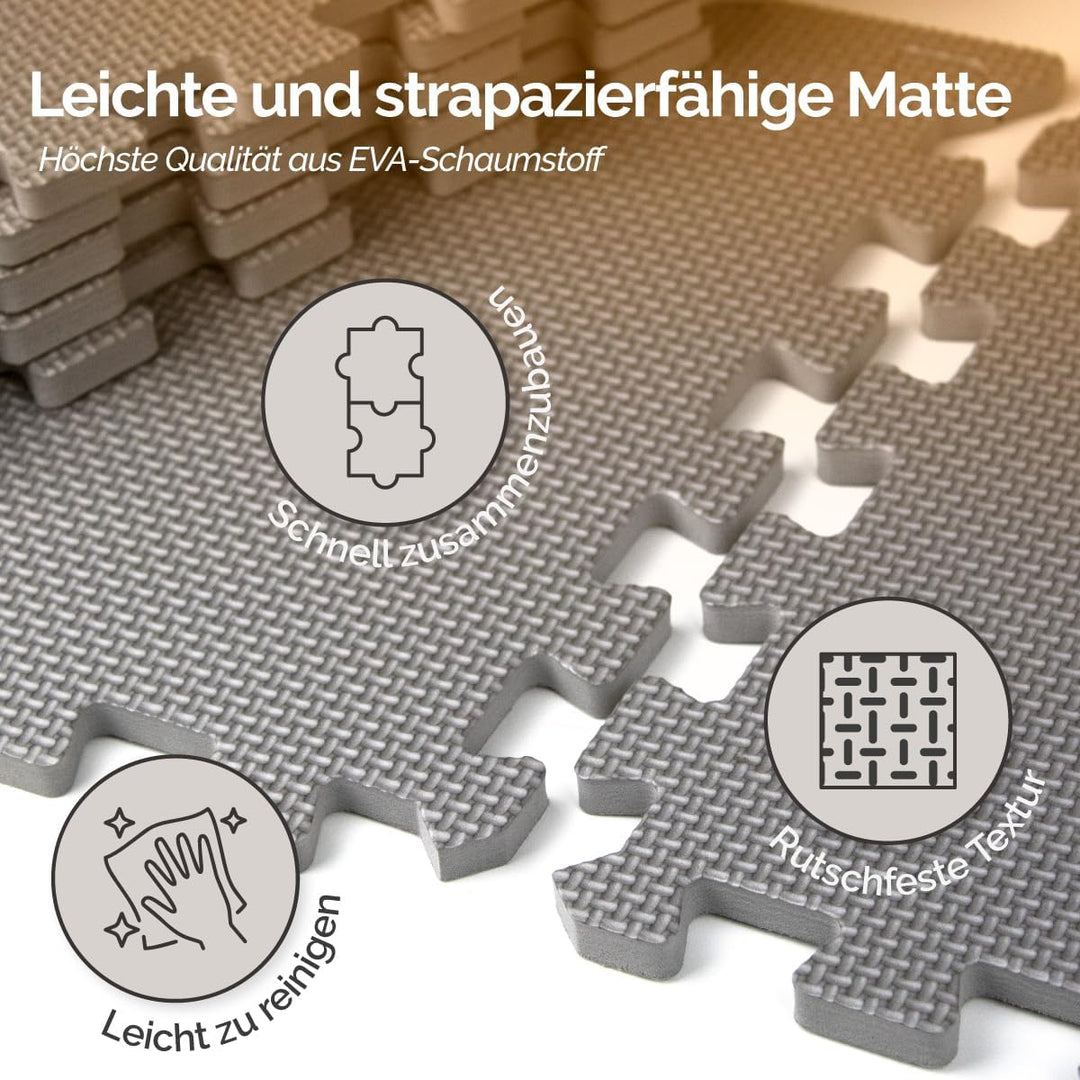 Vivezen - Puzzle-Bodenmatte für Fitness oder Kinderspiel, rutschfest - 18 Stück - Mehrere Farben, Gr
