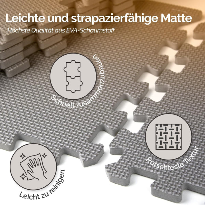 Vivezen - Puzzle-Bodenmatte für Fitness oder Kinderspiel, rutschfest - 18 Stück - Mehrere Farben, Gr
