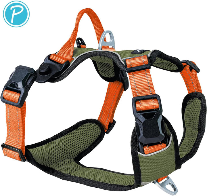 Petlando Hundegeschirr Magnetech– Innovative Magnetschnalle, mit Griff, Zwei D-Ringe, reflektierend,