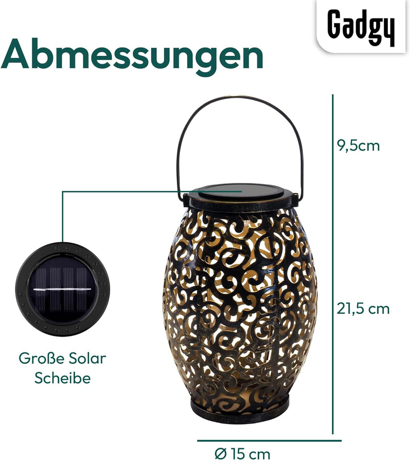 Gadgy Solarlaterne fur Aussen Wasserdicht | Set 2 Stuck Orientalische gartenlaternen aus metall IP44