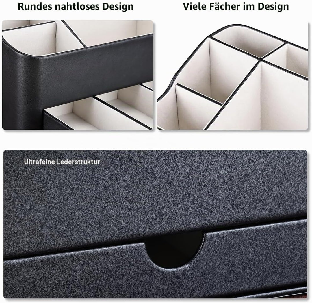 KINGFOM Make Up Kosmetik Organizer, PU Leather Schmink Organizer mit Schublade Skincare Organizer fü