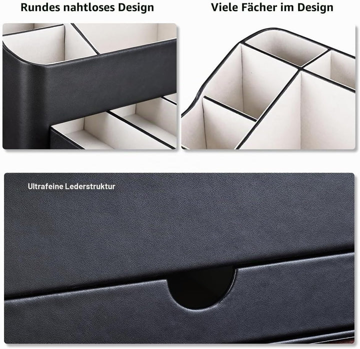 KINGFOM Make Up Kosmetik Organizer, PU Leather Schmink Organizer mit Schublade Skincare Organizer fü