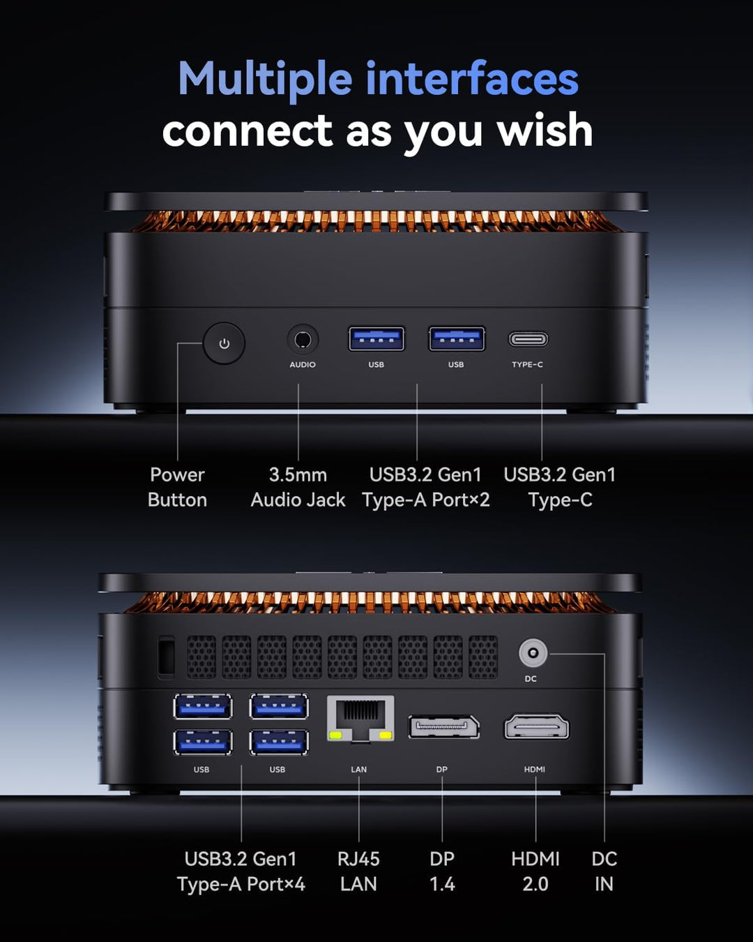 NiPoGi Pinova P1 Mini PC AΜD Ryzen 4300U W11 Pro(4C/4T,3,7GHz,Besser als 3500U/N150/N95) 16GB DDR4 R