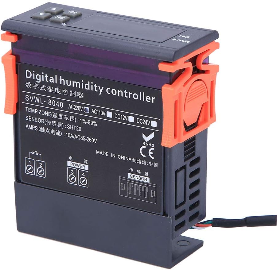 Hyuduo Digitaler Luftfeuchtigkeitsregler WH8040 Messbereich 1% -99% RH HM-40 Sensor für hohe Genauig