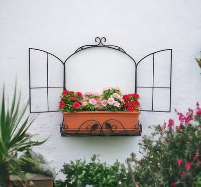 DanDiBo Wandblumenhalter Fenster Schwarz Metall Wand Blumenständer Blumenregal Wandregal Regal