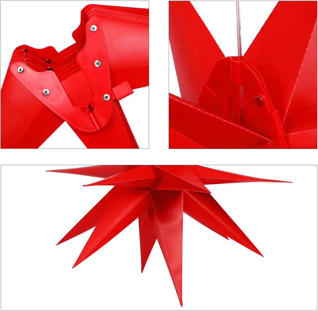 3D Weihnachtsstern Beleuchtet Fenster Batterie mit Timer - 45cm led Weihnachtsbaumspitze Stern, Leuc