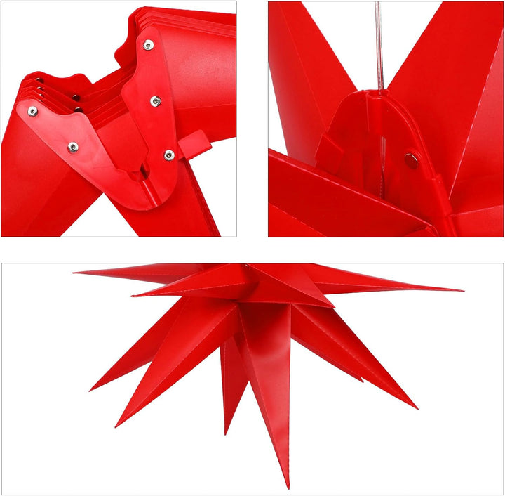 3D Weihnachtsstern Beleuchtet Fenster Batterie mit Timer - 45cm led Weihnachtsbaumspitze Stern, Leuc