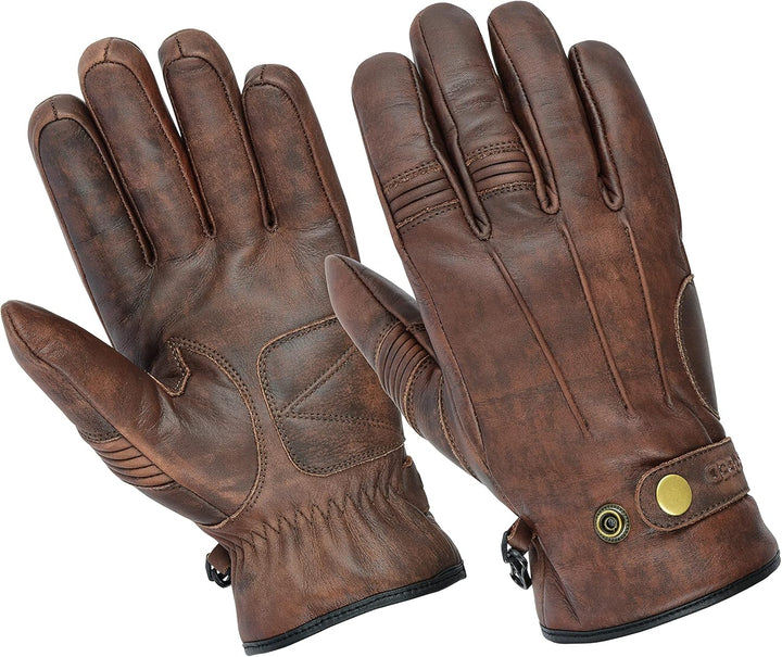 Texpeed Motorradhandschuhe Herren Leder - Biker Winter warm handschuhe - Weiches, leichtes echtes Br