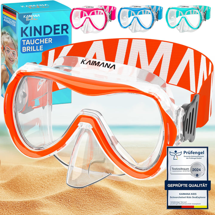 KAIMANA® Taucherbrille Kinder inkl. gratis Tragetasche | ab 3 Jahre | extra Bequeme Taucherbrille mi