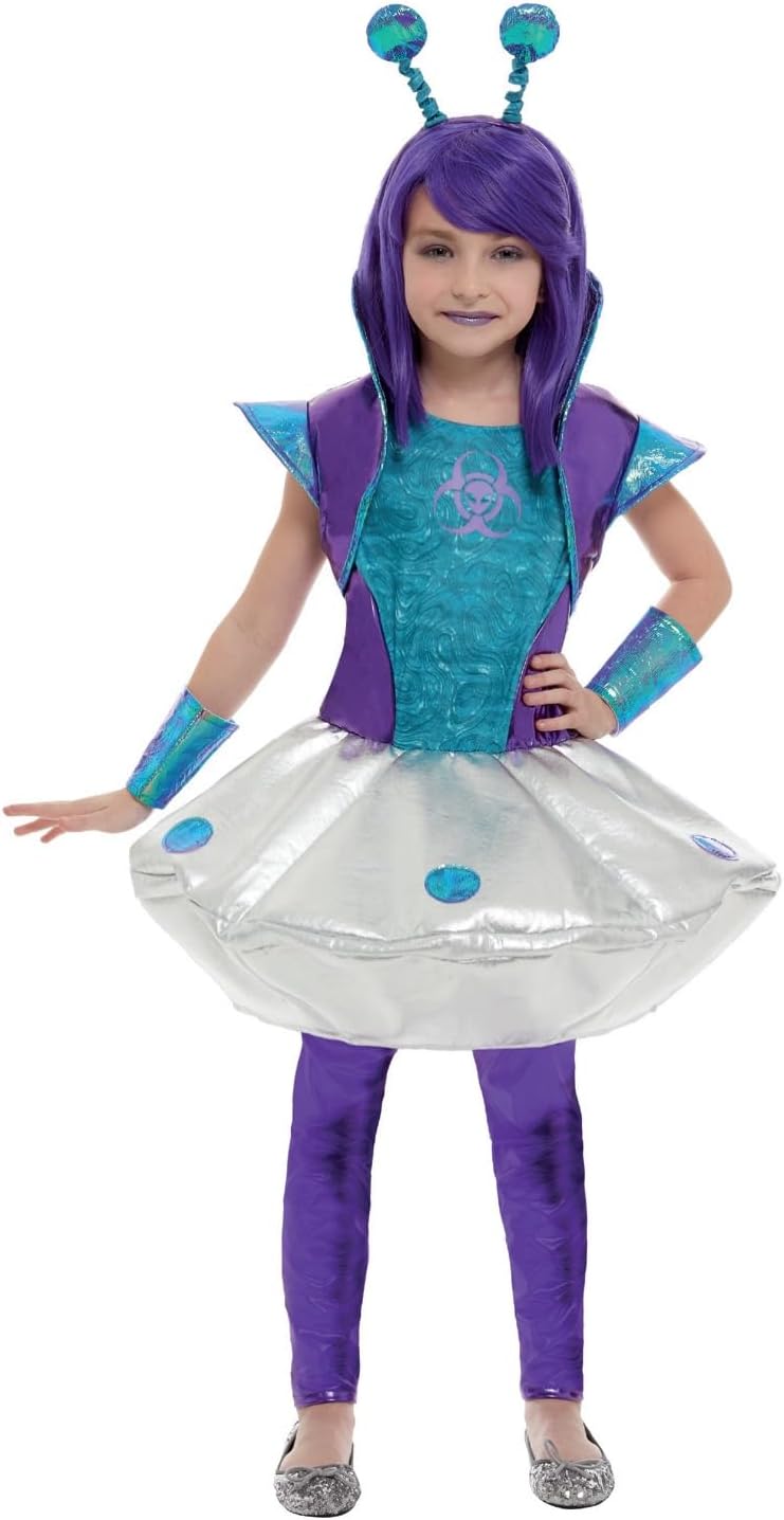 Alien Girl Costume, Silver (L) L-10-12 Jahre Silber, L-10-12 Jahre Silber