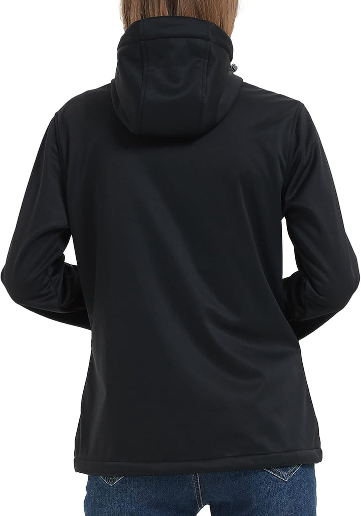 ATLASLAVA Damen Softshelljacke Wasserdichte Atmungsaktive Leichte Fleece Kapuze Übergangsjacke Laufe