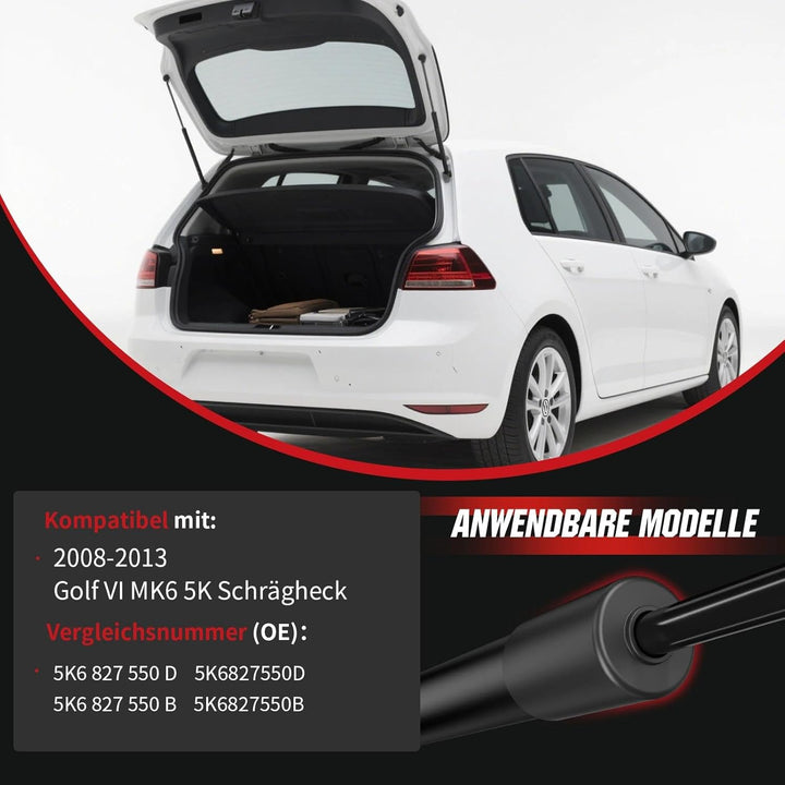Gasfeder Heckklappe kompatibel mit VW Golf VI 5K (2008–2013), OTUAYAUTO 2 Stück Heckklappendämpfer –