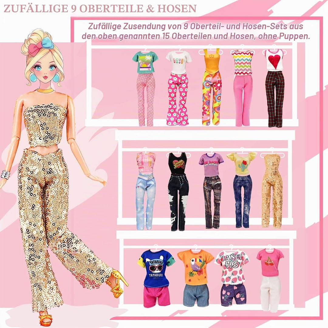 67 Kleidung für Puppen, Zubehör Set für 11,5 Zoll Puppen, Enthält Puppen Bendkleider Oberteile Hosen