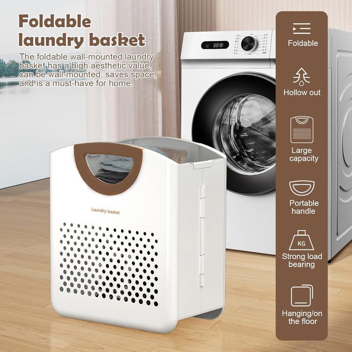 Wäschekörbe Faltbar, Wandmontage 27 Liter Wäschesammler mit Griff, Robust Plastik Material Wäschekor