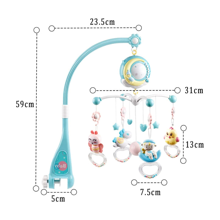 Coriver Mobile Baby, 360 ° Drehbares Mobile Babybett mit Musik Licht Projektor und Fernbedienung Spi