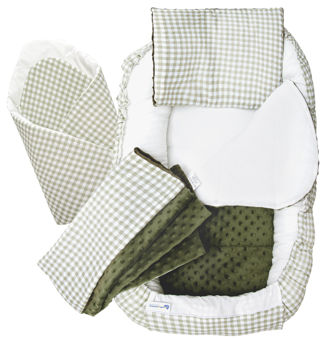 Medi Partners Babynest Nestchen Baby Set für Neugeborene - 100x60x15 Kuschelnest 5 teilig tragbar Ne