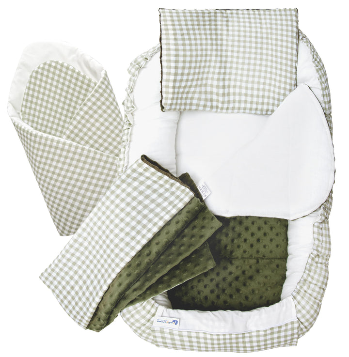 Medi Partners Babynest Nestchen Baby Set für Neugeborene - 100x60x15 Kuschelnest 5 teilig tragbar Ne
