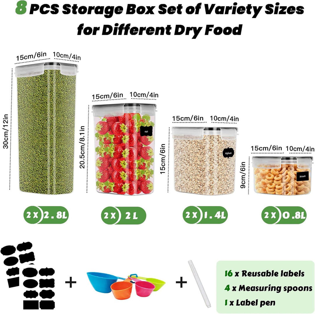 Baozun Vorratsdosen 8 Set, Aufbewahrungsbox Küche Organizer, Luftdicht Vorratsbehälter mit Deckel,Vo