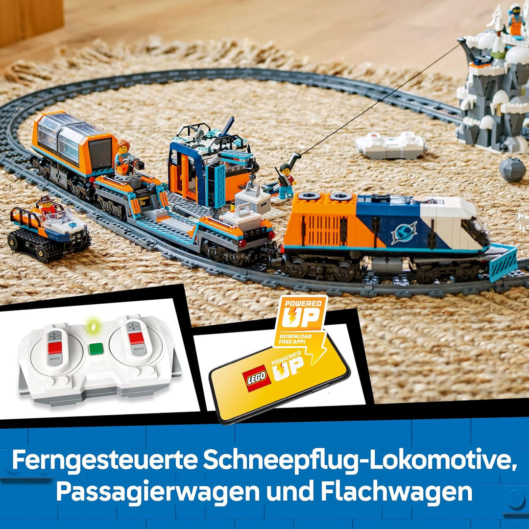 LEGO City Trains Arktis-Polarexpress - Spielzeug mit ferngesteuertem Zug - Schneepflug, 22 Gleissegm