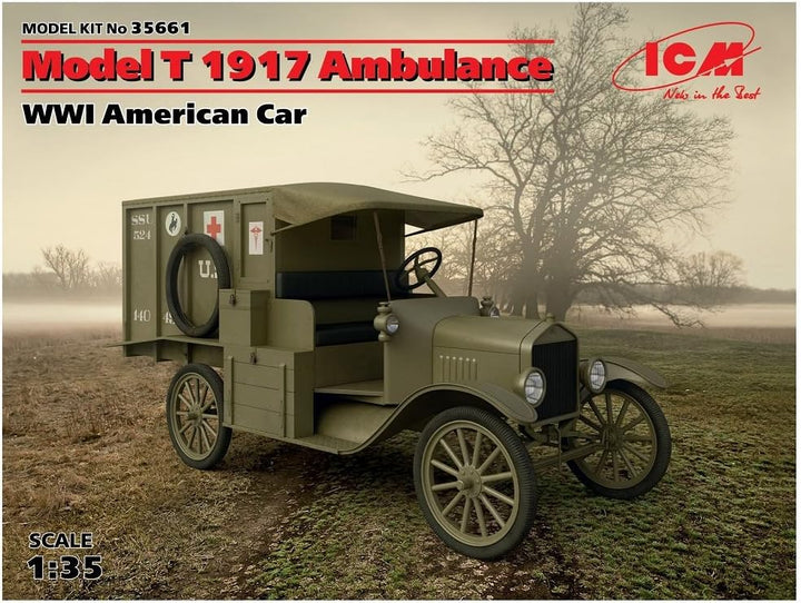 ICM ICM35661 - 1:35-Modell T 1917 Krankenwagen, WWI Amerikanisches Auto, Mittel