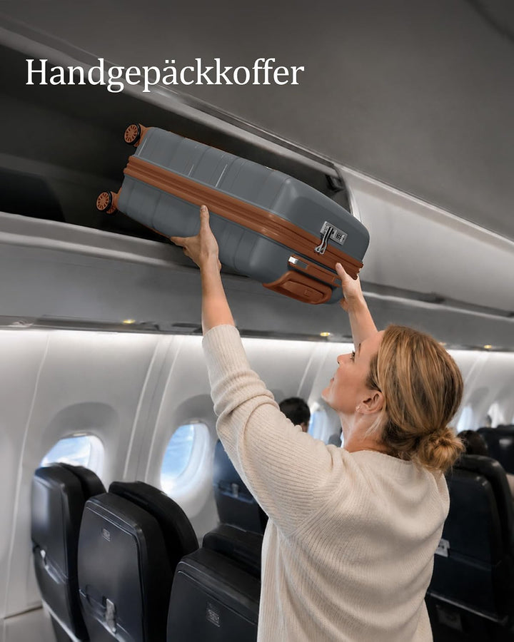 KONO Handgepäck Klein Koffer Trolleys 56cm Leicht Hartschalenkoffer Reisekoffer mit 4 Rollen und TSA