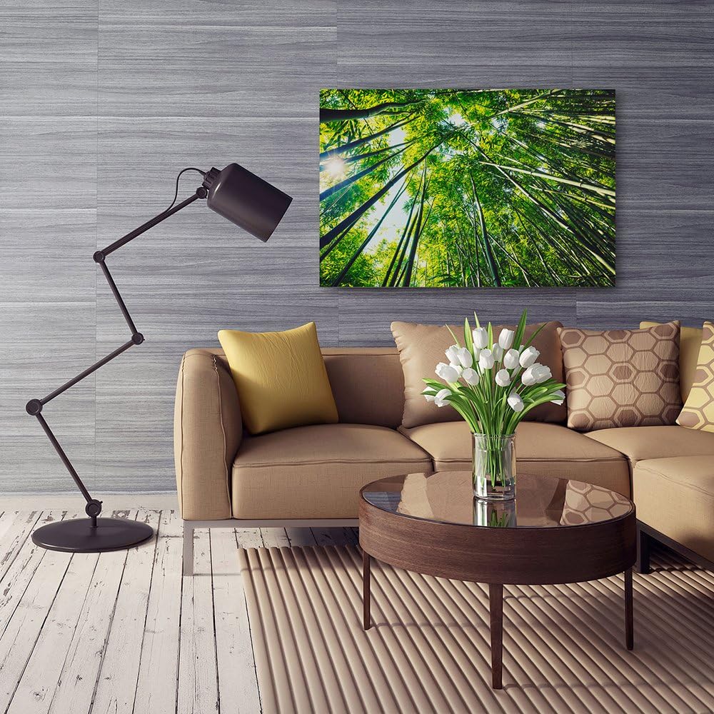 Feeby, Leinwandbild, Bilder, Wand Bild, Wandbilder, Kunstdruck 70x100cm, Wald, GRÜN, Natur, BÄUME, D