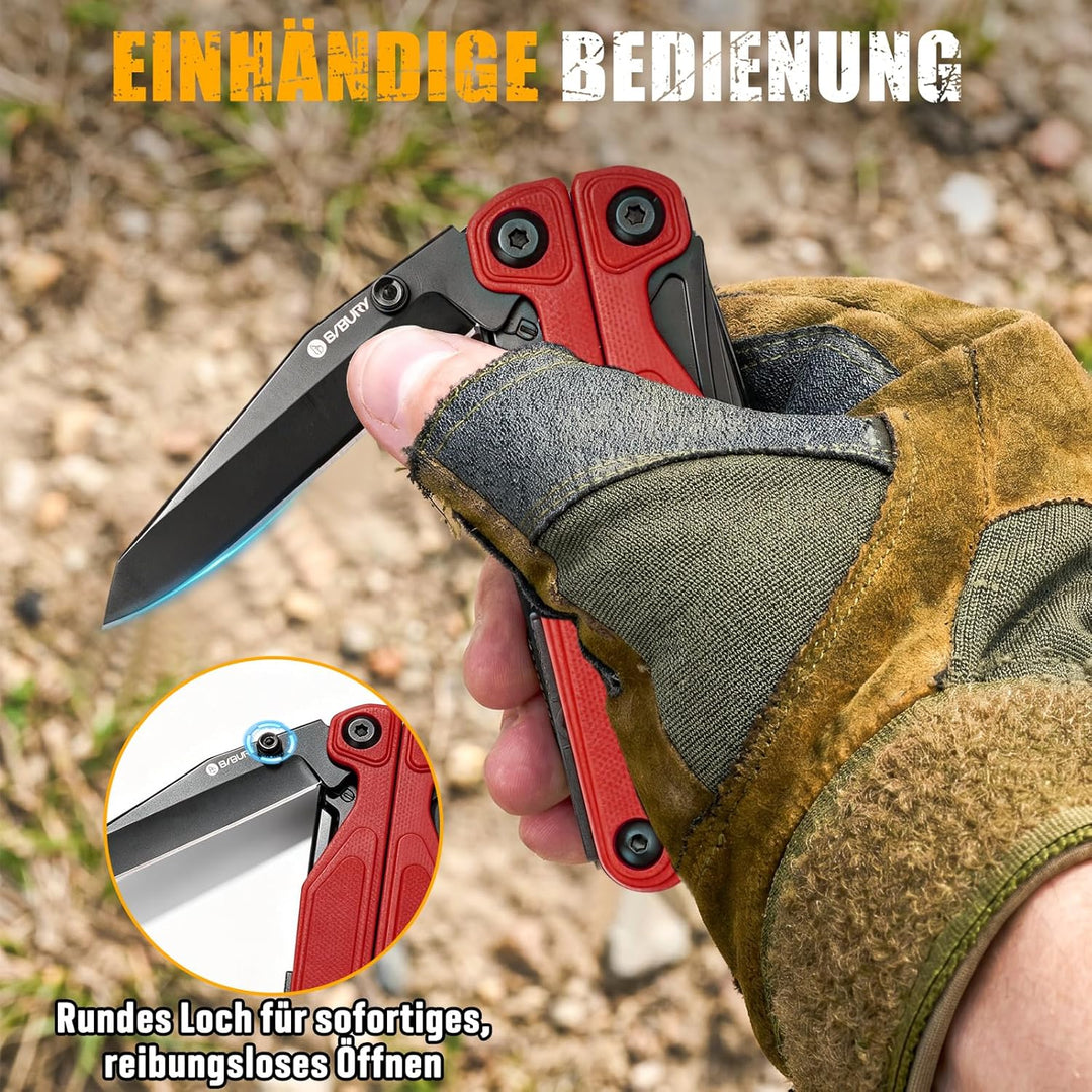 BIBURY 25-in-1 Multitool Multifunktionszange, YG12 Hartmetall-Schneide, G10-Griff, 3Cr13 Edelstahl,