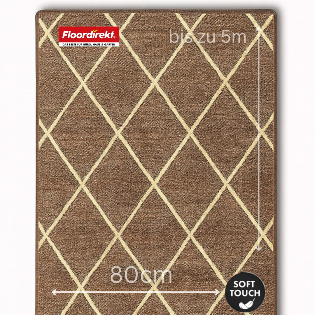 Floordirekt Teppich-Läufer Cosenza | Modernes Rauten-Design | Hochwertige Verarbeitung | Rutschhemme