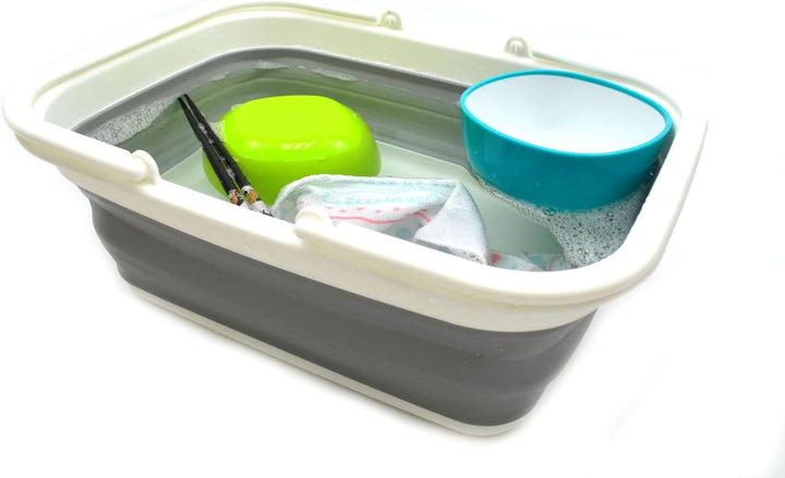 SAMMART 9,2 l Faltbare Wanne mit Griff – tragbarer Picknickkorb für den Aussenbereich – Faltbare Ein