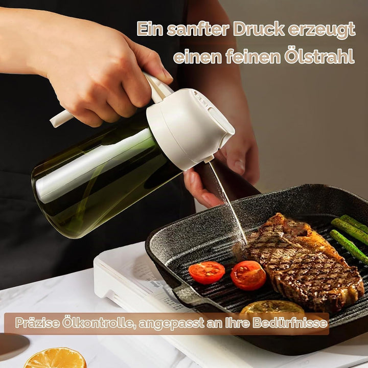 YARRAMATE 2 Stück 470ml Lichtblockierender dunkler Ölsprüher zum Kochen, 2-in-1 UV Schutz ölzerstäub