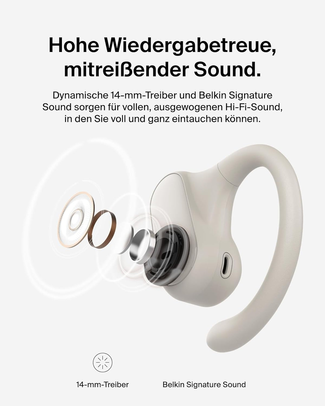Belkin SoundForm ClearFit kabelloser Open-Ear Kopfhörer, leichter, bequemer Sportkopfhörer, Kopfhöre