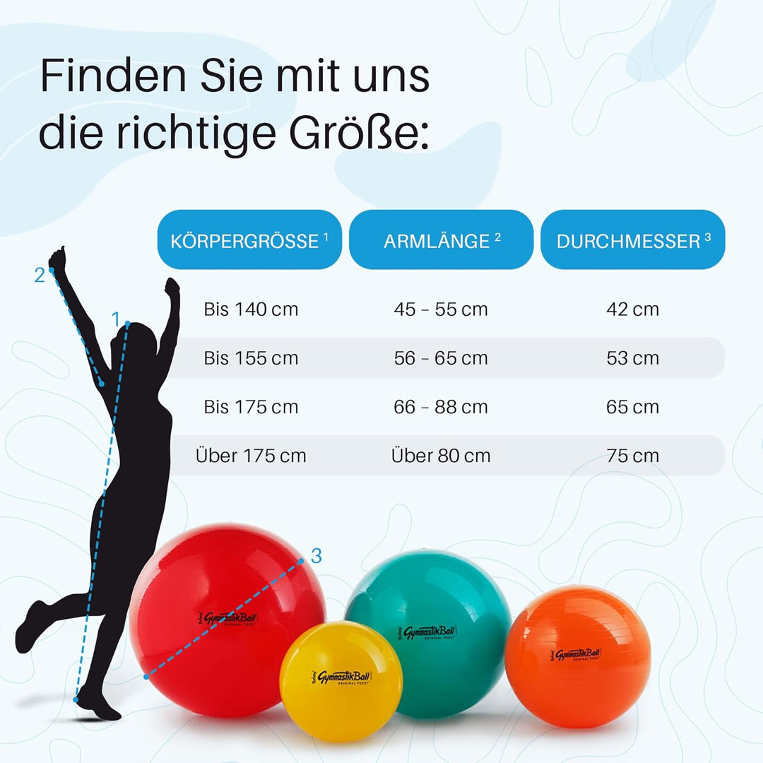 PEZZI Original Gymnastik Ball Plus Pumpe Sitz Therapie Pilates 53cm Violett, 53cm Violett