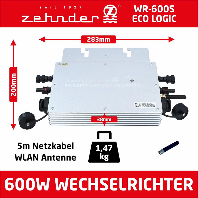 Zehnder WR-600S ECOLOGIC - Smart Micro Wechselrichter mit APP Steuerung - Effizientes Energiemanagme