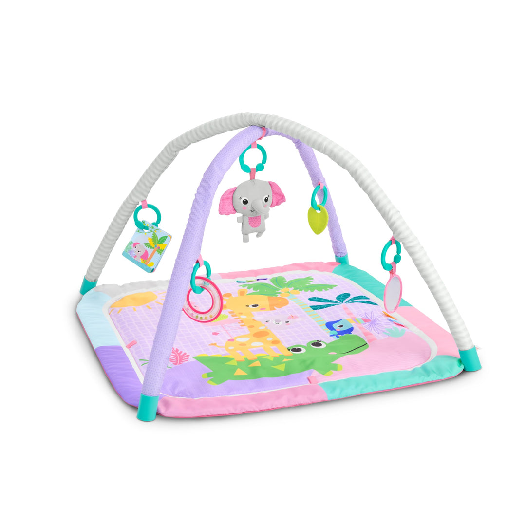 Bright Starts Wild Wiggles Sweet Safari FoldAway Aktivitätsspielzeug, rosa Spielmatte für Mädchen ab